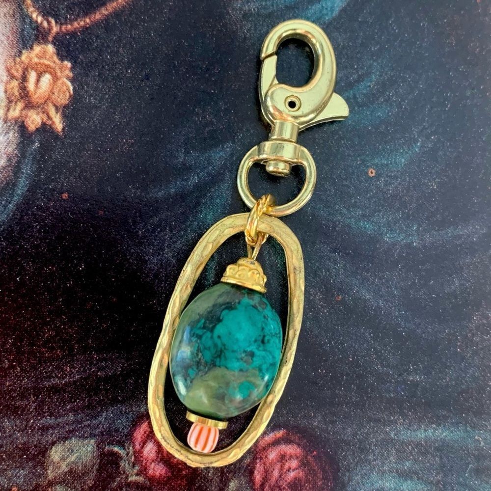 African Turquoise Keychain Bag Charm